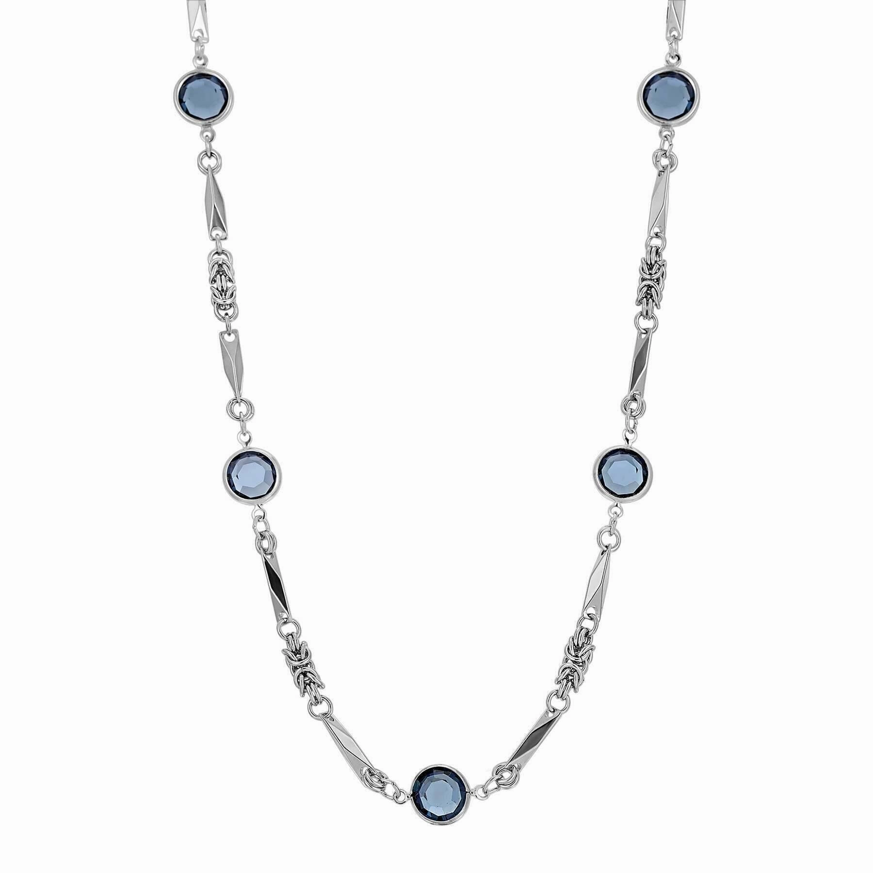 1928 Jewelry Round Channel Crystal Pendant Necklace 24"