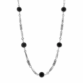 1928 Jewelry Round Channel Crystal Pendant Necklace 24"