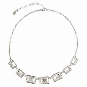 2028 Jewelry Crystal Rectangle Station Collar Necklace 16"   3" Extender