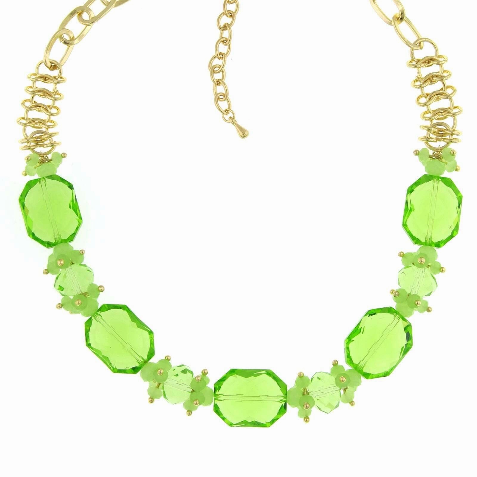 2028 Jewelry Green Beaded Necklace 16"   3" Extender