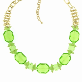 2028 Jewelry Green Beaded Necklace 16"   3" Extender