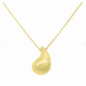 6AN-5759 14K Yellow Gold Teardrop Necklace for Women, 17-18"