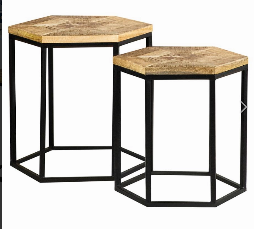 Adger 2-piece Hexagon Nesting Tables Natural and Black