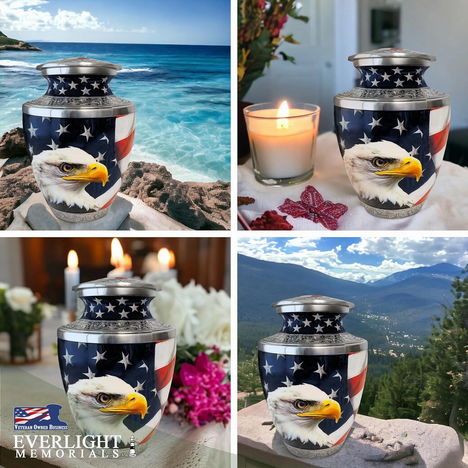 American Eagle Cremation Urn for Human Ashes – Patriotic Memorial Urn for a Man or Woman – Strength, Freedom, and a Life Well Remembered