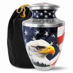 American Eagle Cremation Urn for Human Ashes – Patriotic Memorial Urn for a Man or Woman – Strength, Freedom, and a Life Well Remembered