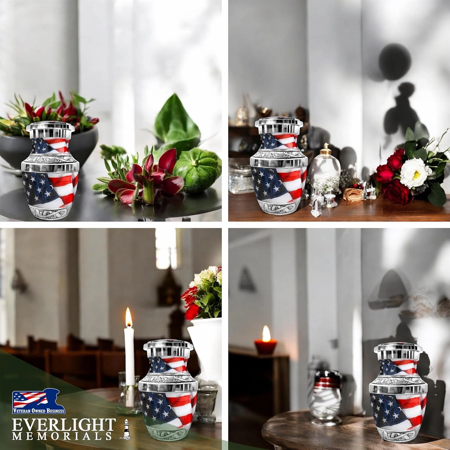 American Flag Keepsake Urn for Human Ashes – Small Memorial Urn for a Man or Woman – A Patriotic Tribute Held Close