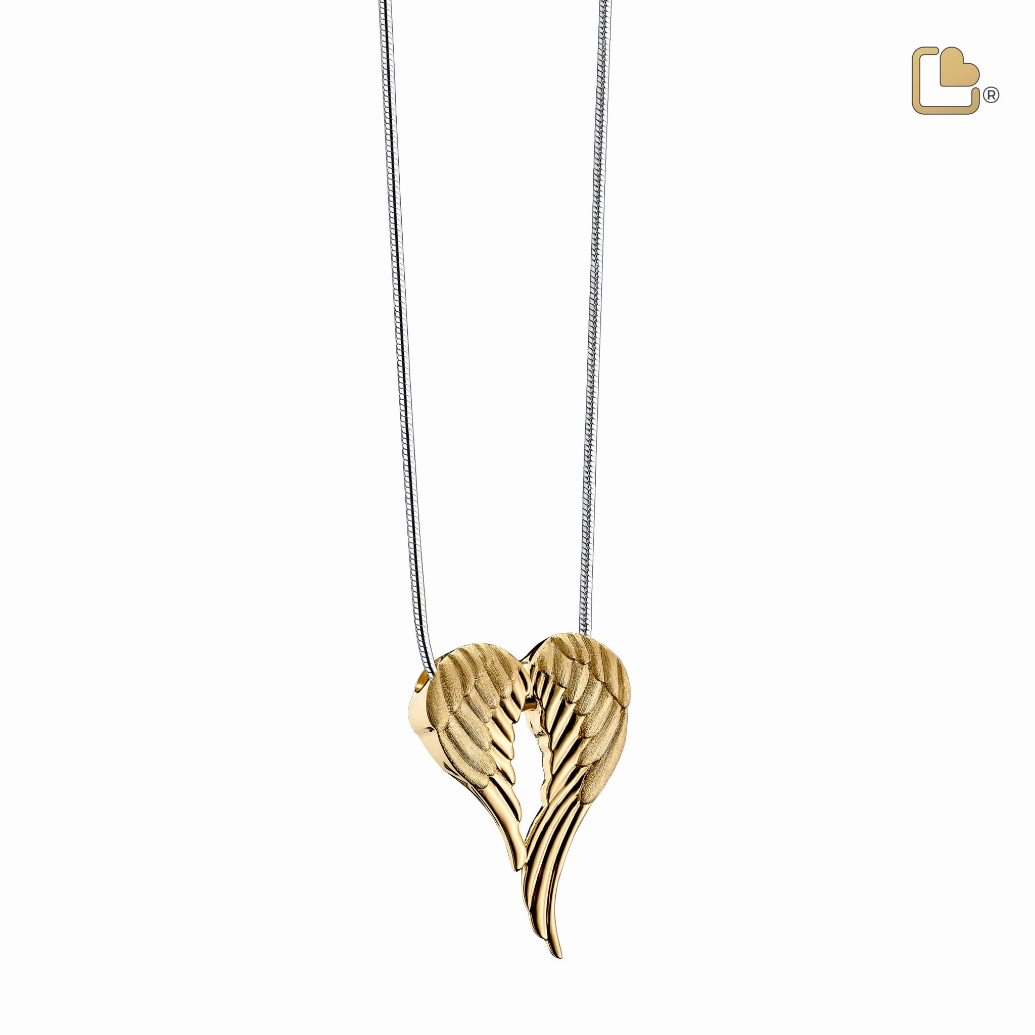 Angel Wings Gold Vermeil Two Tone Sterling Silver Cremation Pendant - COMFORT by LoveUrns