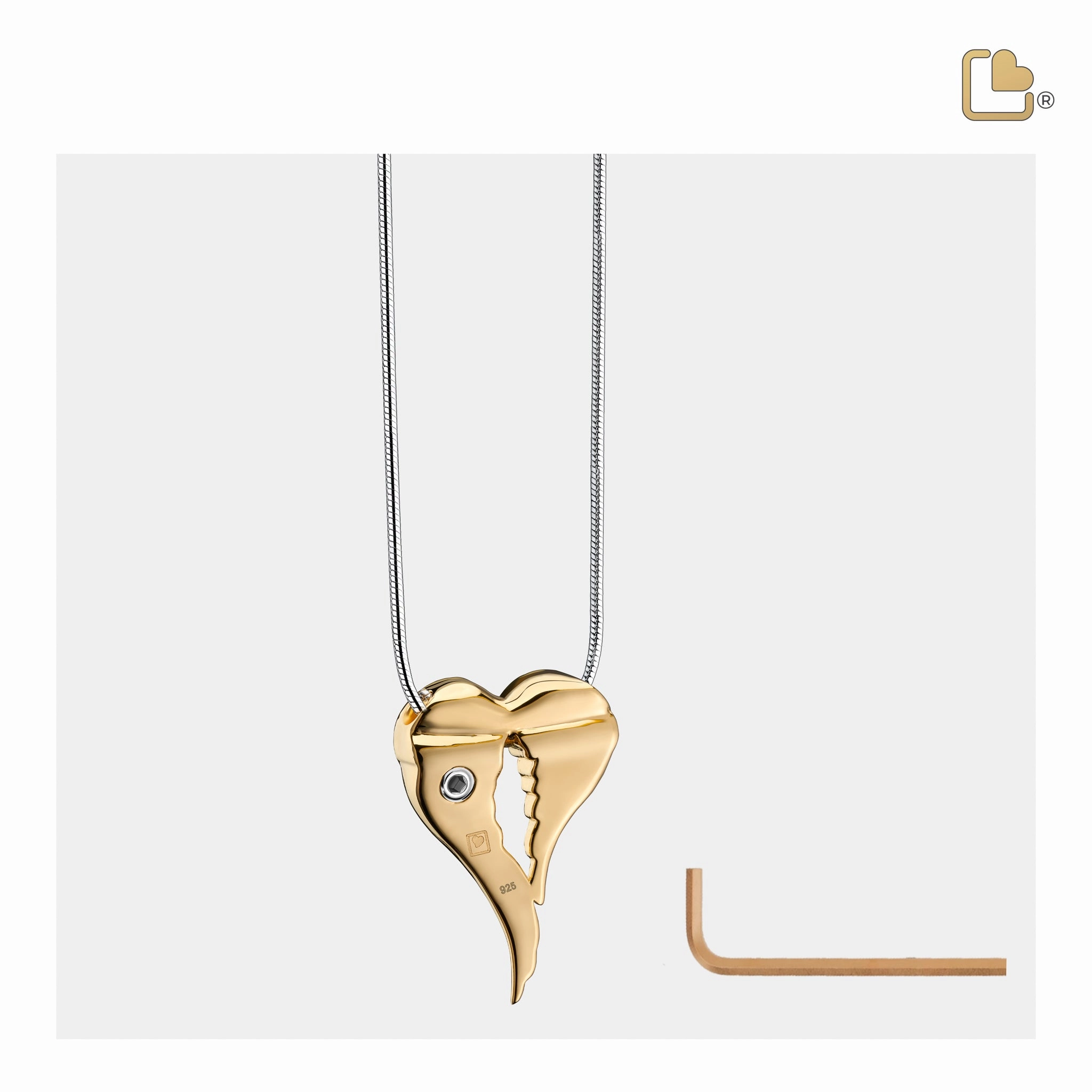 Angel Wings Gold Vermeil Two Tone Sterling Silver Cremation Pendant - COMFORT by LoveUrns