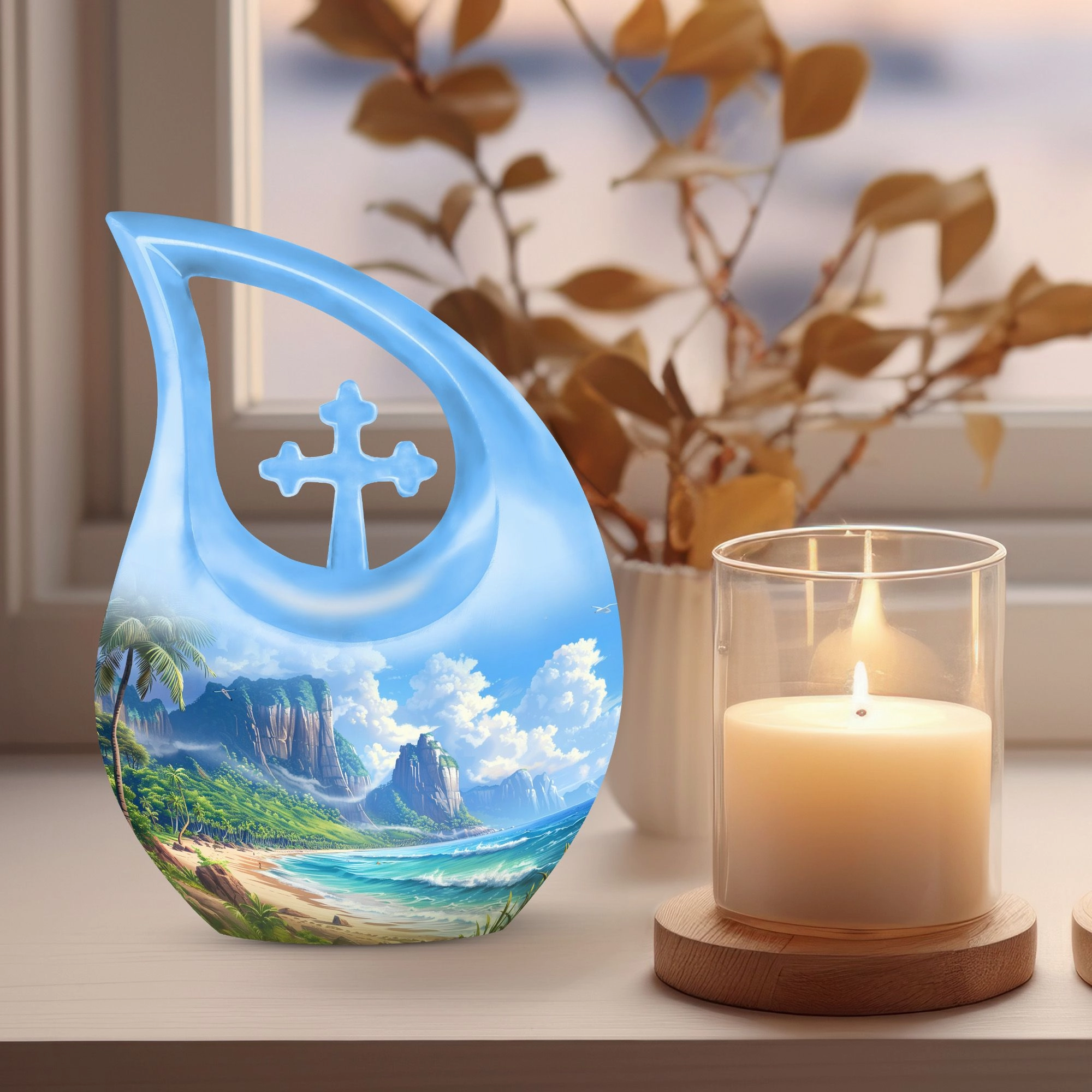 Beach Urn Tribute - Compact Memorial Urn for Cherished Human Ashes