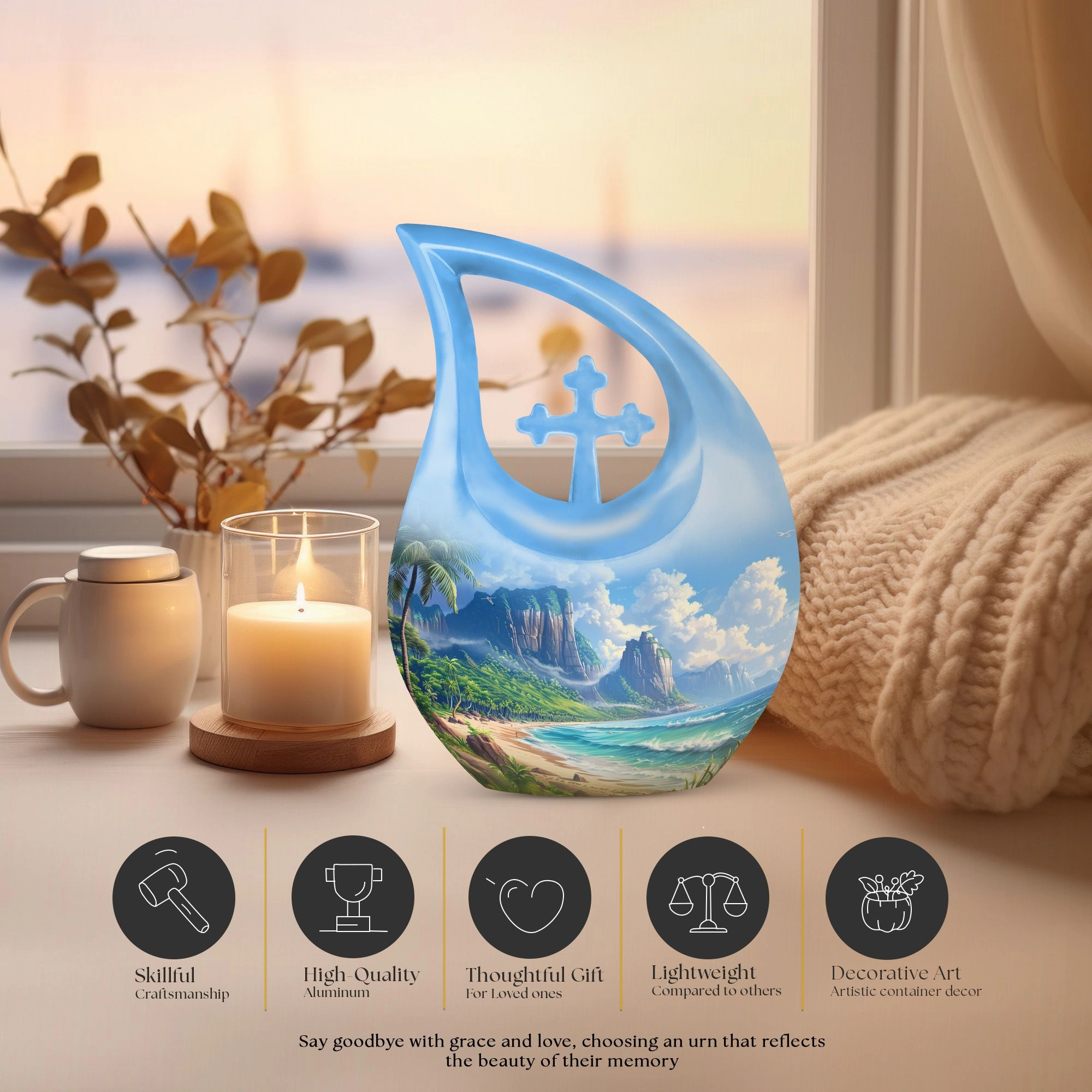 Beach Urn Tribute - Compact Memorial Urn for Cherished Human Ashes