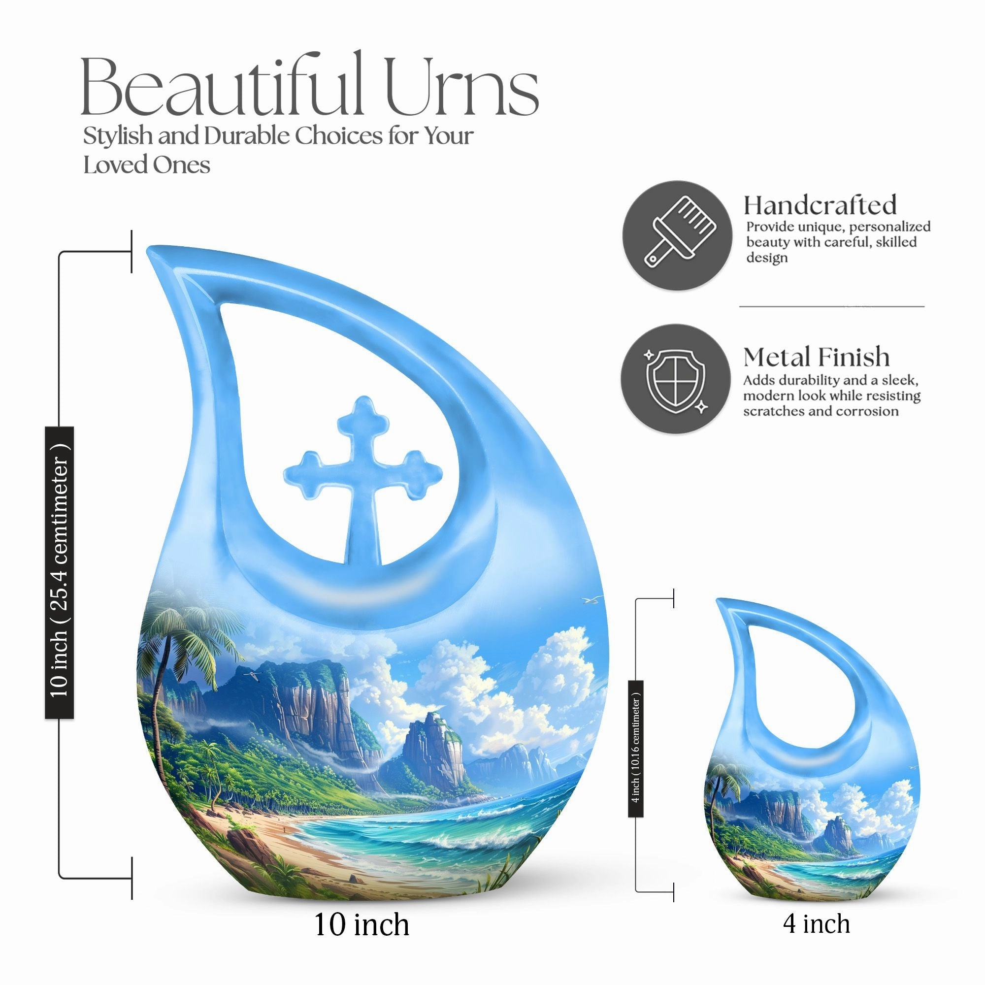 Beach Urn Tribute - Compact Memorial Urn for Cherished Human Ashes