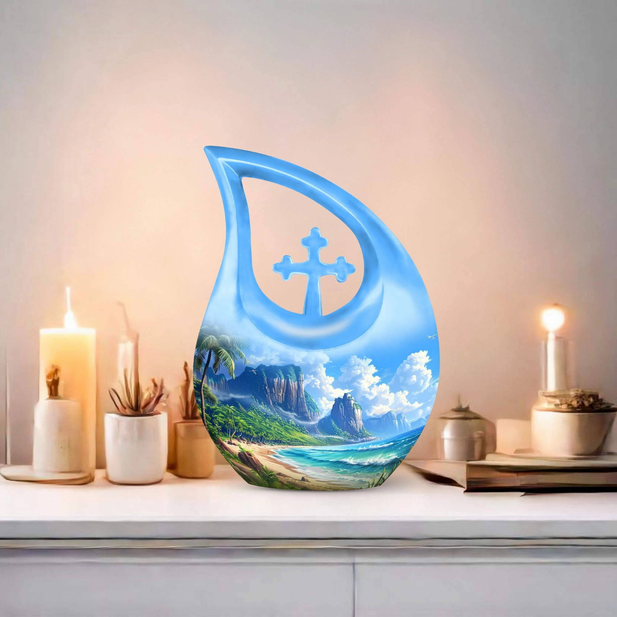 Beach Urn Tribute - Compact Memorial Urn for Cherished Human Ashes