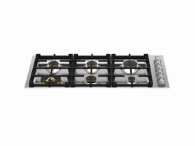Bertazzoni MAST366QBXT 36 Drop-In Gas Cooktop 6 Brass Burners Stainless Steel