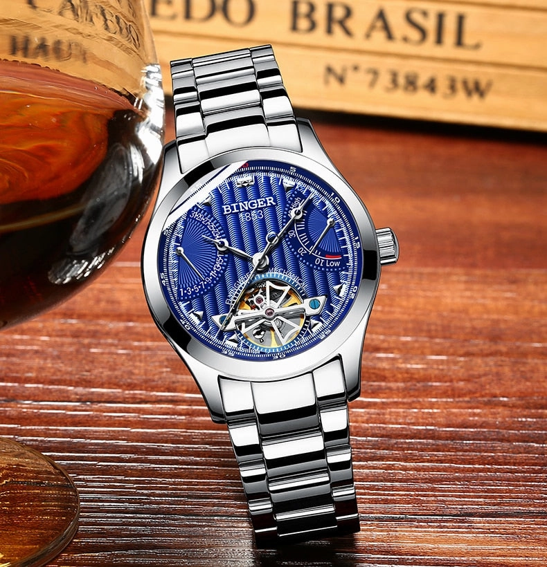 Binger Swiss Super Luxury Tourbillon Mechanical Watch Men B 1181