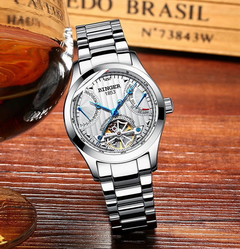 Binger Swiss Super Luxury Tourbillon Mechanical Watch Men B 1181