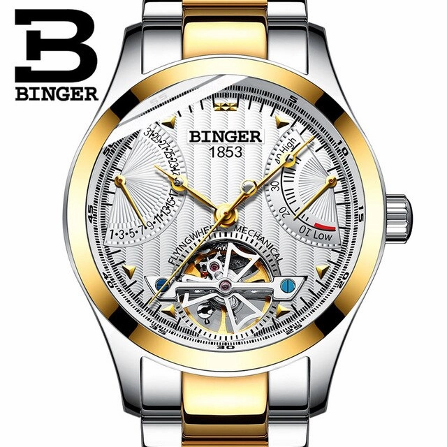 Binger Swiss Super Luxury Tourbillon Mechanical Watch Men B 1181