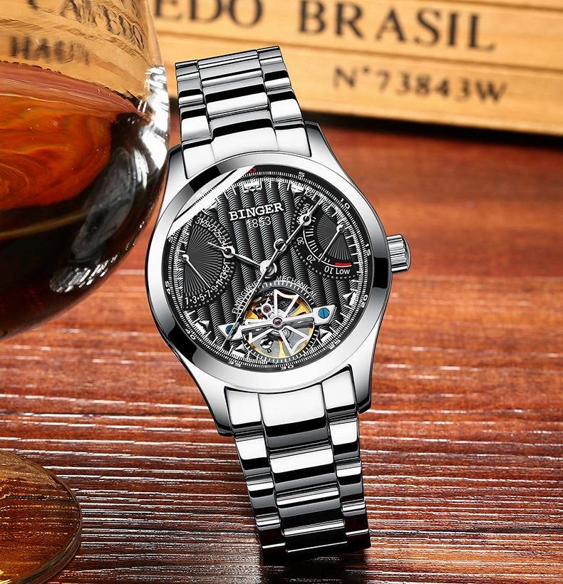Binger Swiss Super Luxury Tourbillon Mechanical Watch Men B 1181