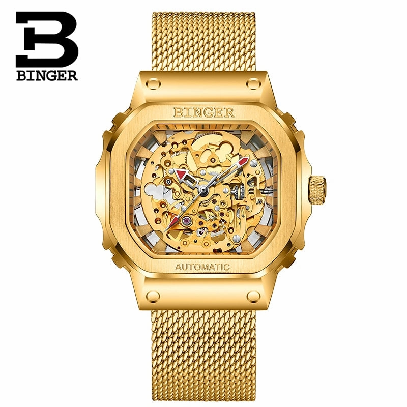 Binger Swiss Ultra Luxury Skeleton Tourbillon Men Watch B 10008