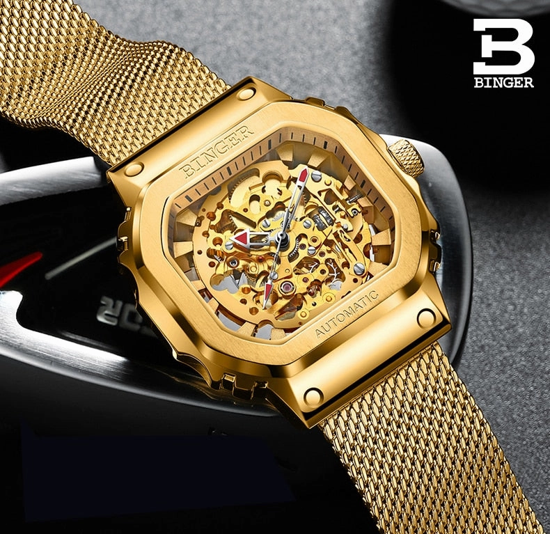 Binger Swiss Ultra Luxury Skeleton Tourbillon Men Watch B 10008