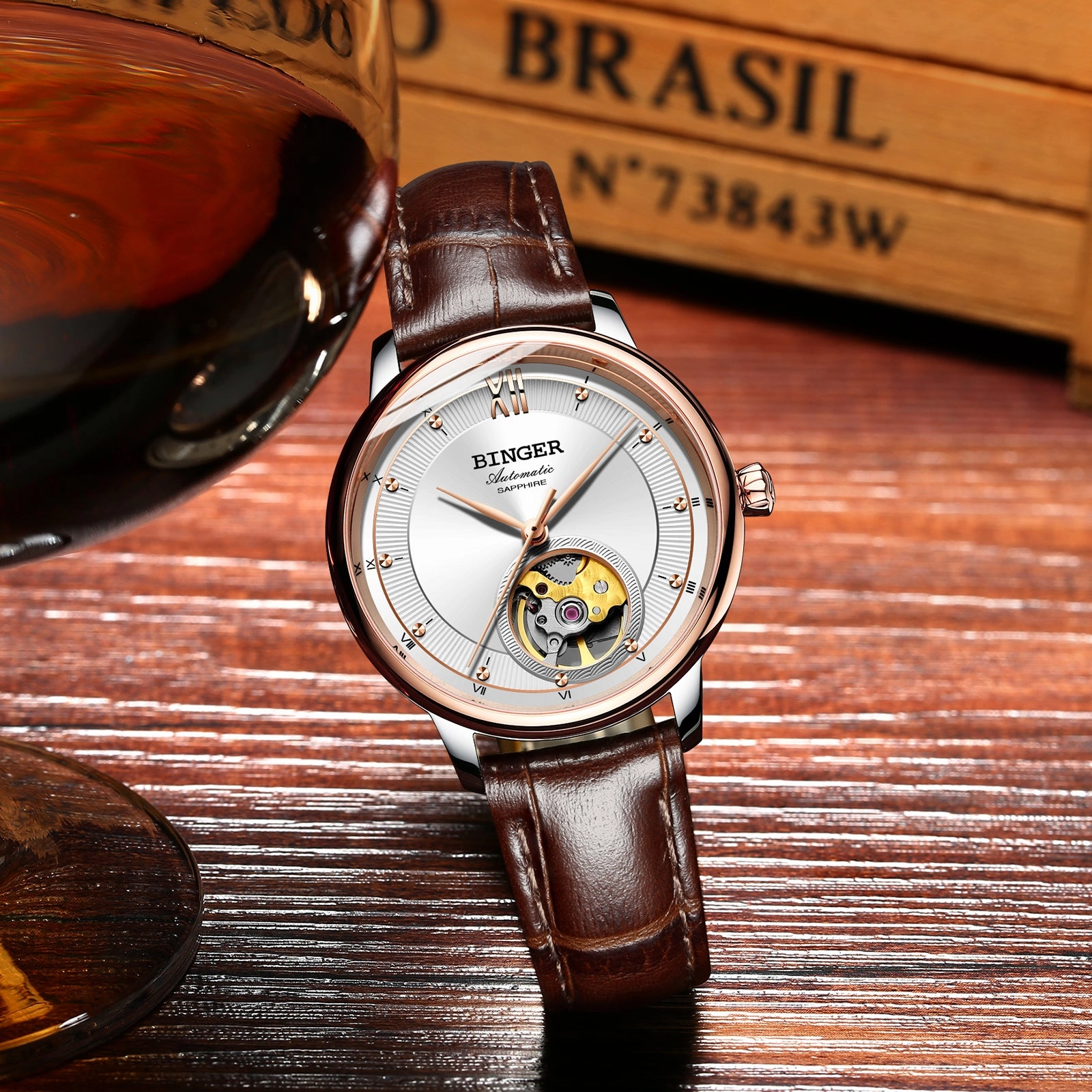 Binger Swiss Ultra thin Super Luxury Tourbillon Men Watch B 1108