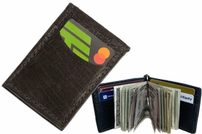 Black Hippopotamus Bifold Slim Profile Wallet With Money Clip