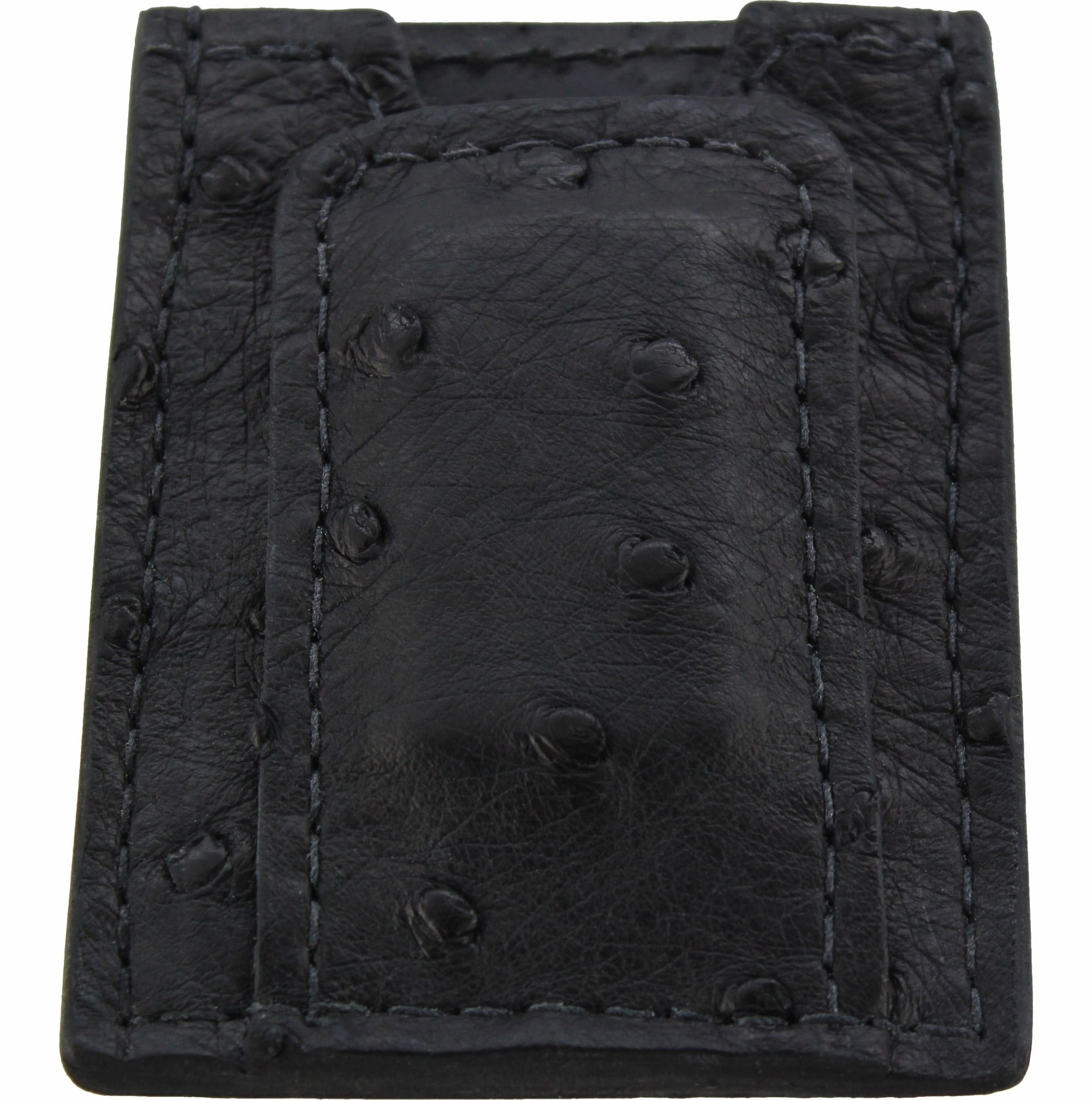 Black Ostrich Money Clip Wallet With Credit Card Slots