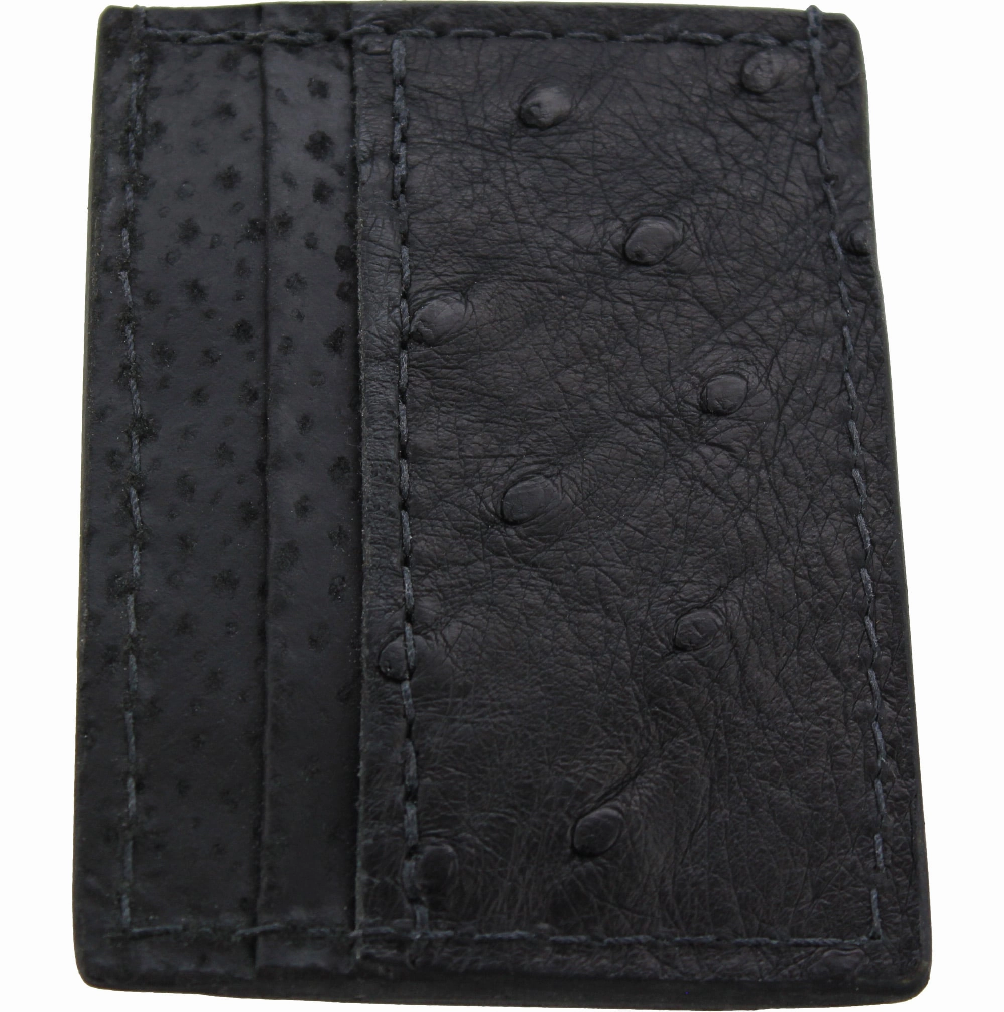 Black Ostrich Money Clip Wallet With Credit Card Slots
