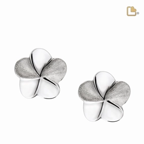 Bloom Rhodium Plated Two Tone Sterling Silver Stud Earrings