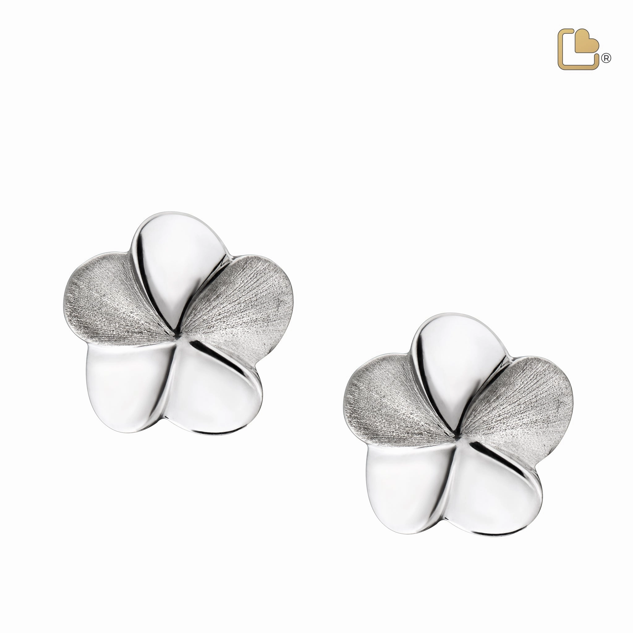 Bloom Rhodium Plated Two Tone Sterling Silver Stud Earrings