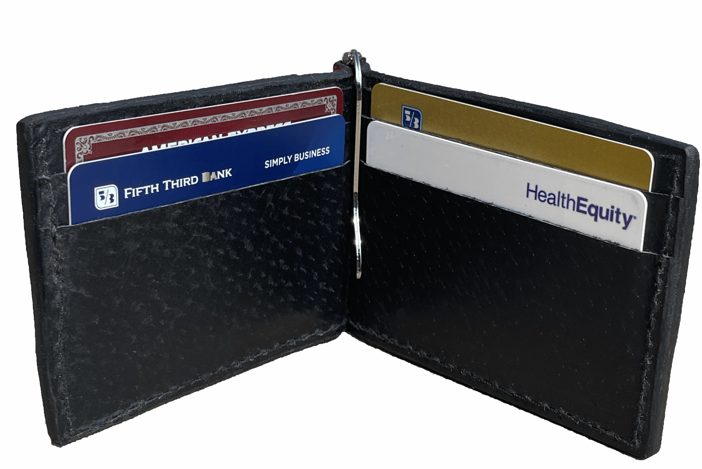 Brown Ostrich Bifold Slim Profile Wallet With Money Clip