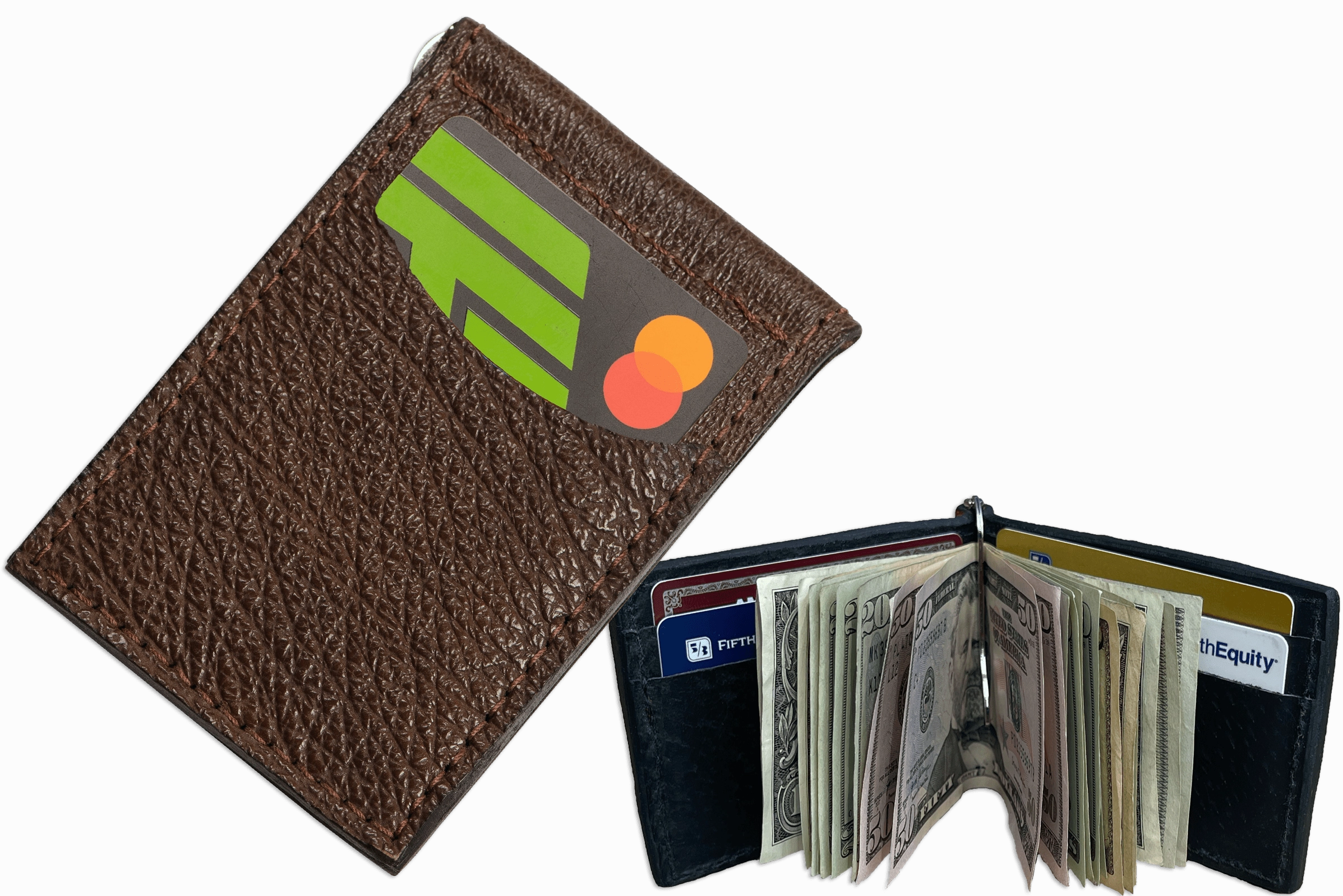 Brown Shark Bifold Slim Profile Wallet With Money Clip