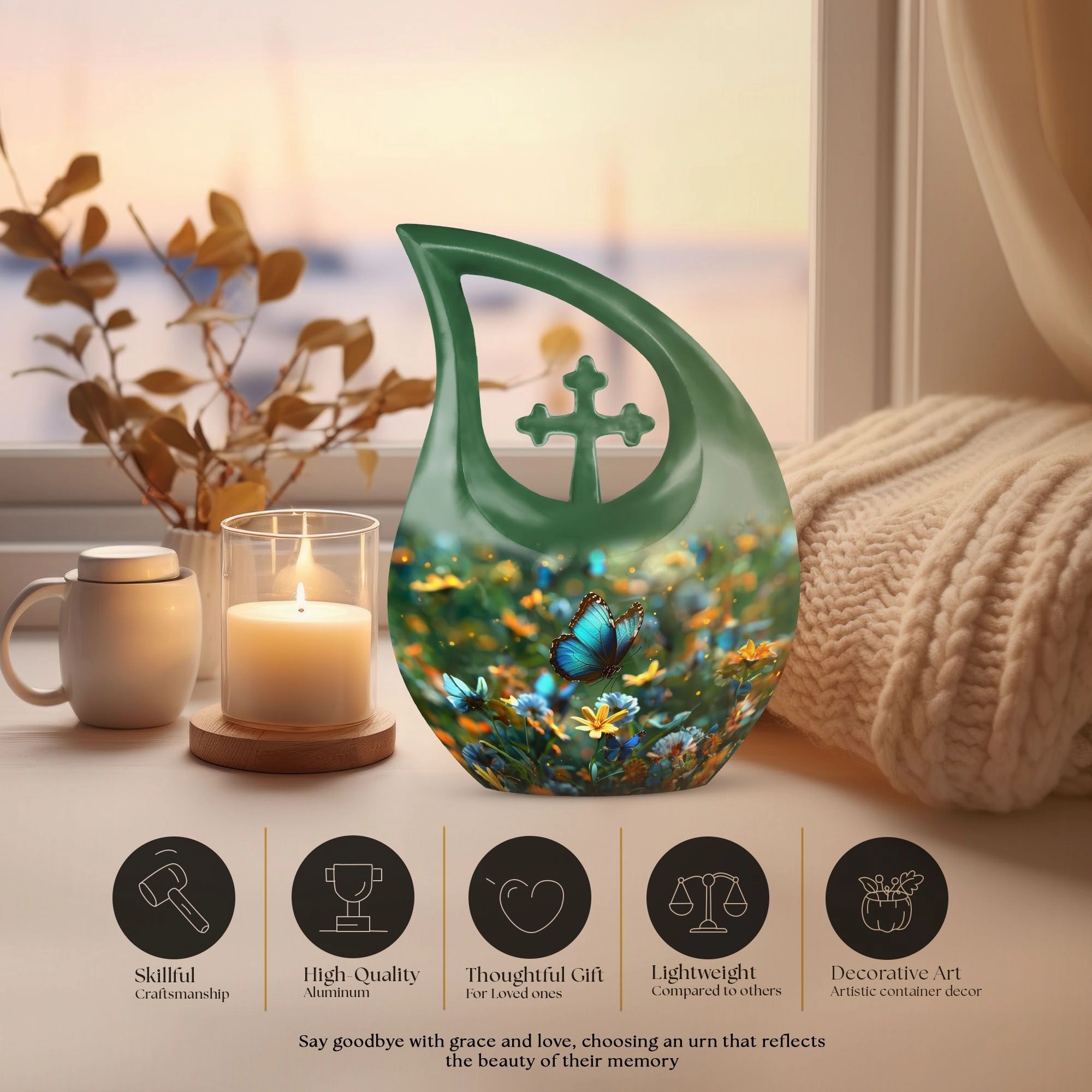 Butterfly Tribute - Compact Memorial Urn For Human Ashes