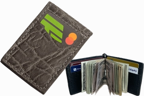 Charcoal Gray Elephant Bifold Slim Profile Wallet With Money Clip