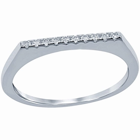 Classic Women's Silver Shiny Thin White CZ Ring - W-1478