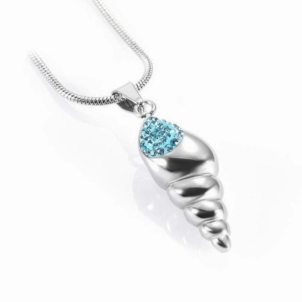 CLEARANCE J-166- Conch Shell with Rhinestones - Pendant with Chain