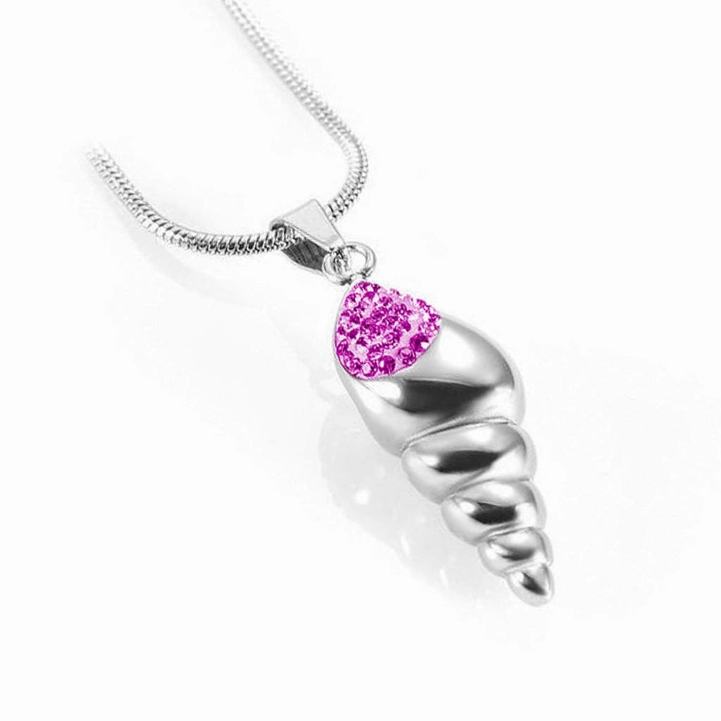 CLEARANCE J-166- Conch Shell with Rhinestones - Pendant with Chain