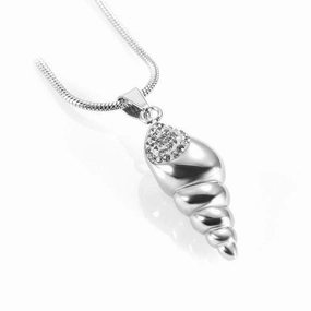 CLEARANCE J-166- Conch Shell with Rhinestones - Pendant with Chain