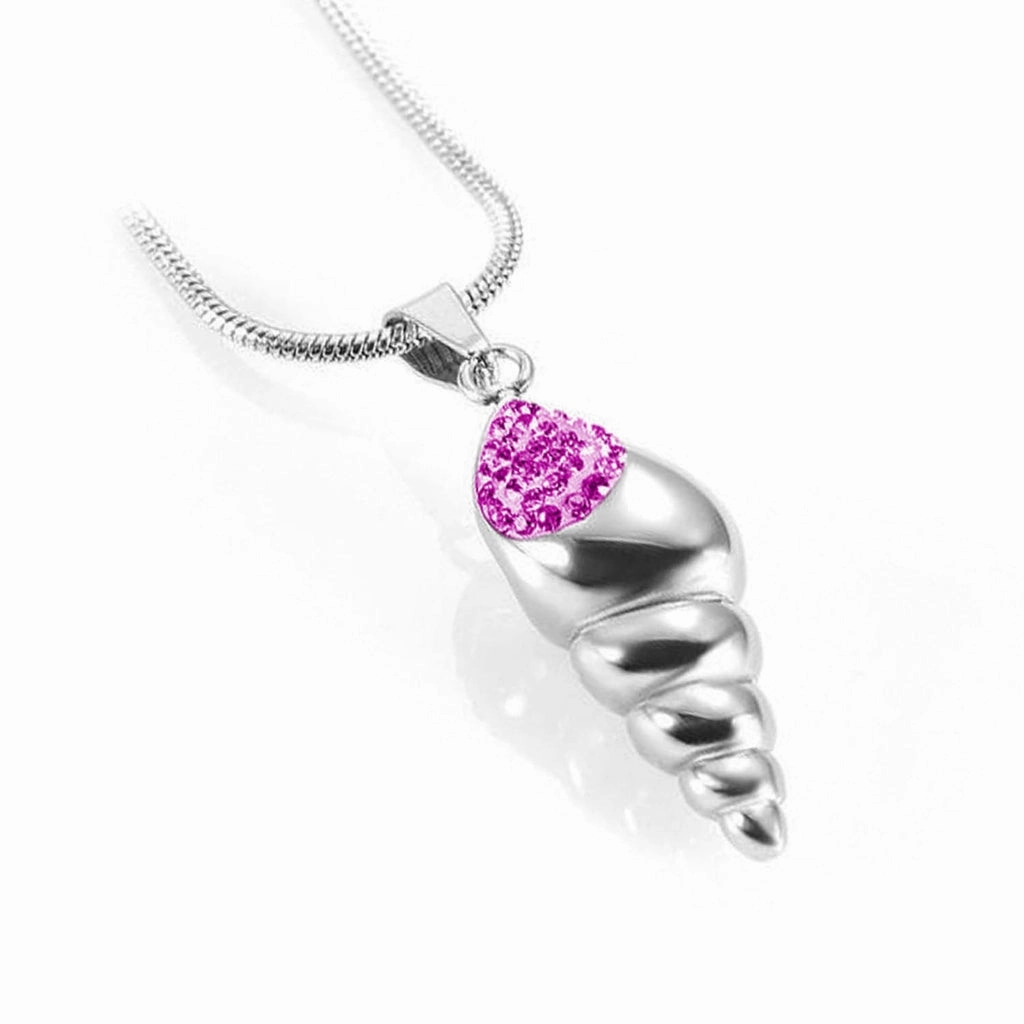 CLEARANCE J-166- Conch Shell with Rhinestones - Pendant with Chain