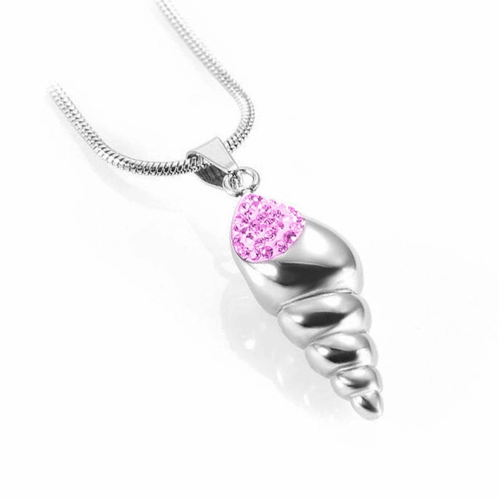 CLEARANCE J-166- Conch Shell with Rhinestones - Pendant with Chain