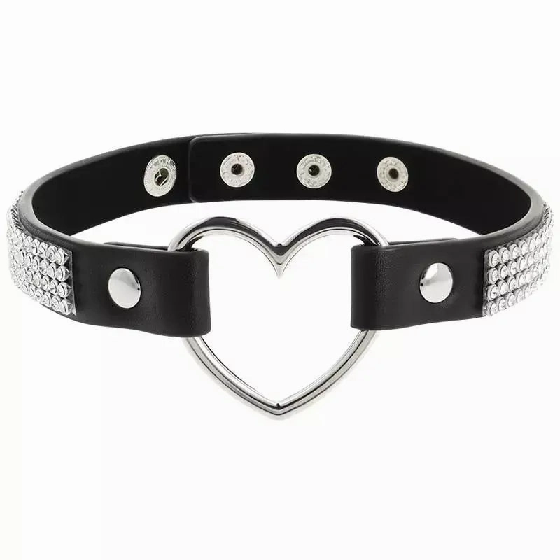Coquette Chic Desire Choker Hand Crafted Vegan Leather – Heart