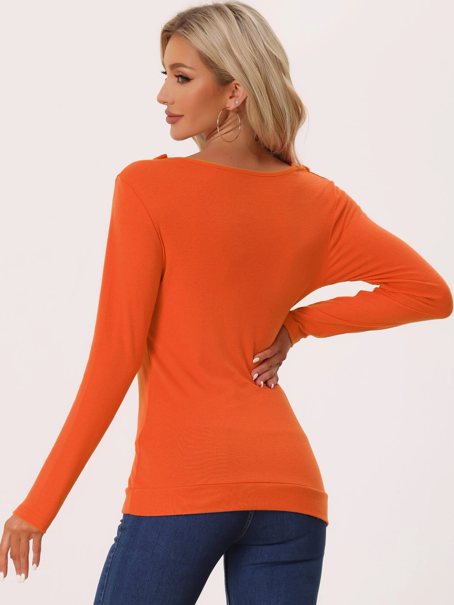 Cowl Neck Long Sleeve Button Decor Ruched Tunic