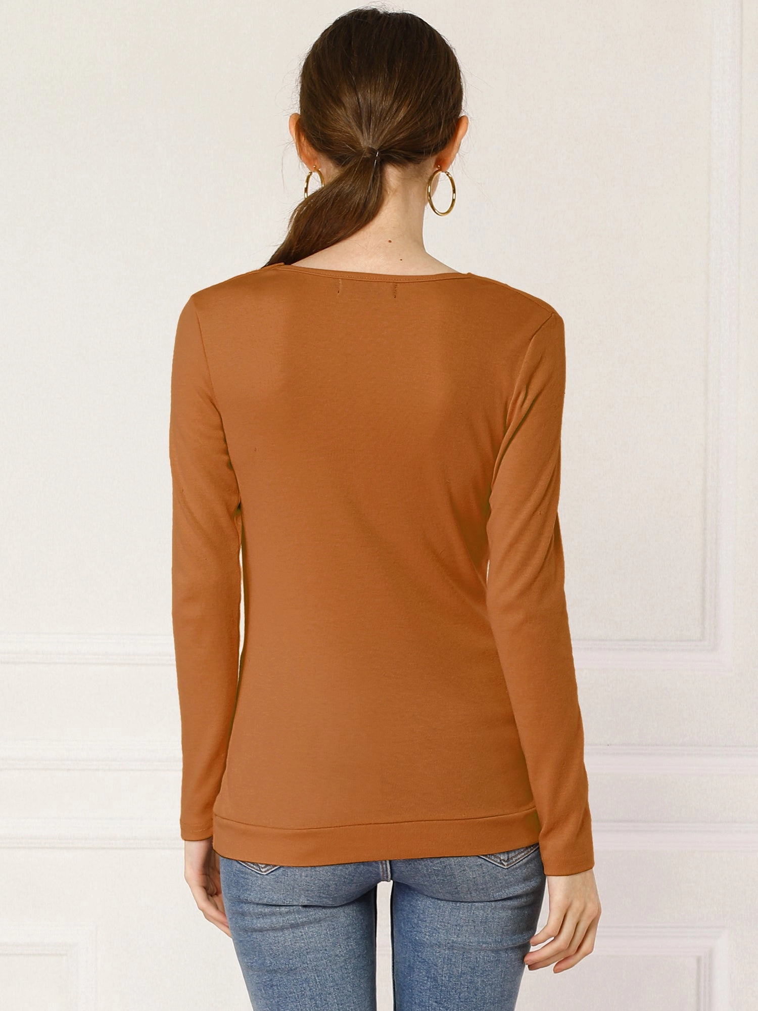 Cowl Neck Long Sleeve Button Decor Ruched Tunic