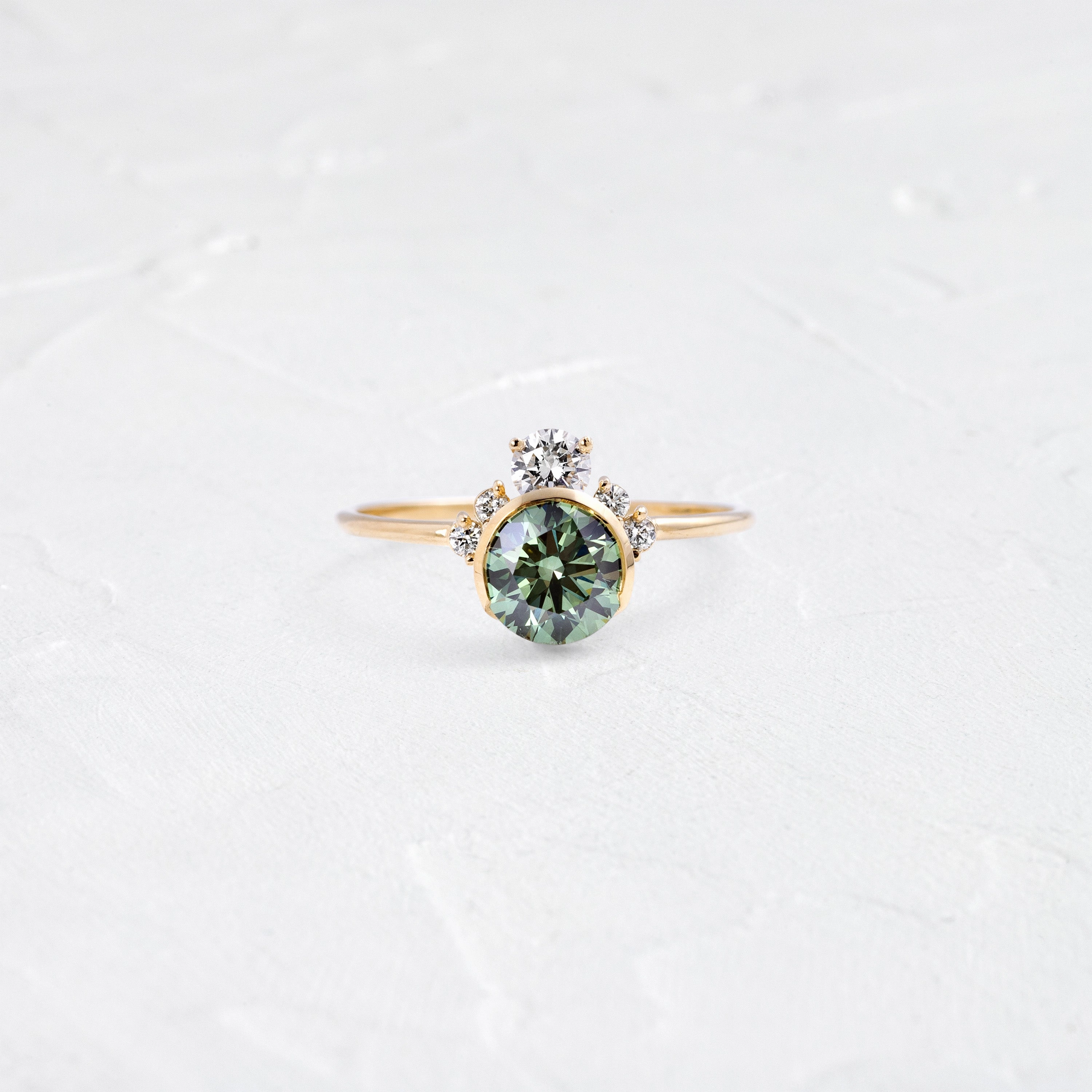 Daybreak Ring, 1.03ct. Lab-Grown Green Diamond