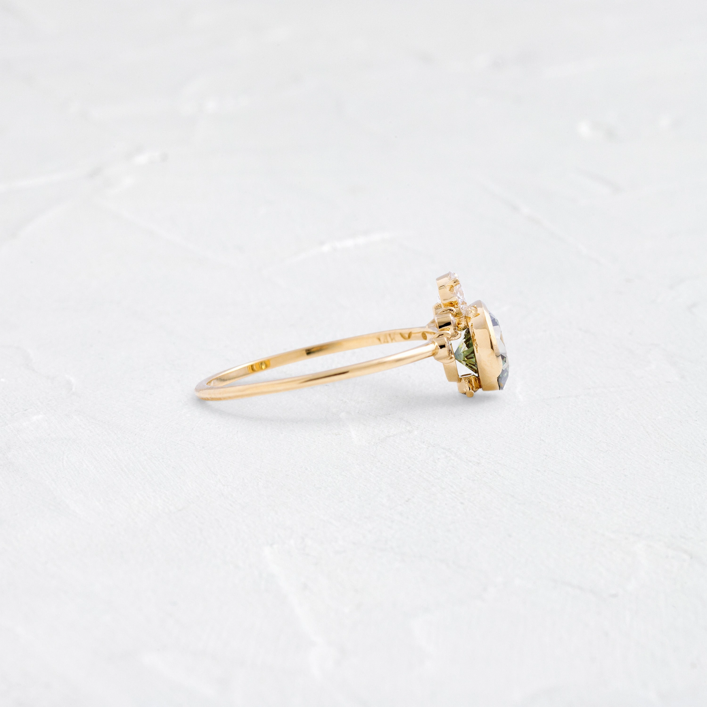 Daybreak Ring, 1.03ct. Lab-Grown Green Diamond