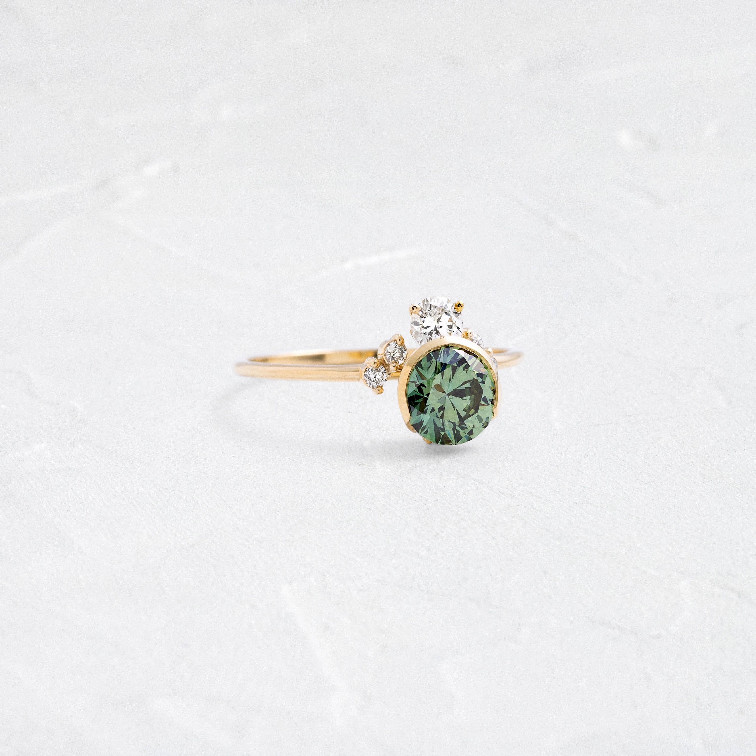 Daybreak Ring, 1.03ct. Lab-Grown Green Diamond