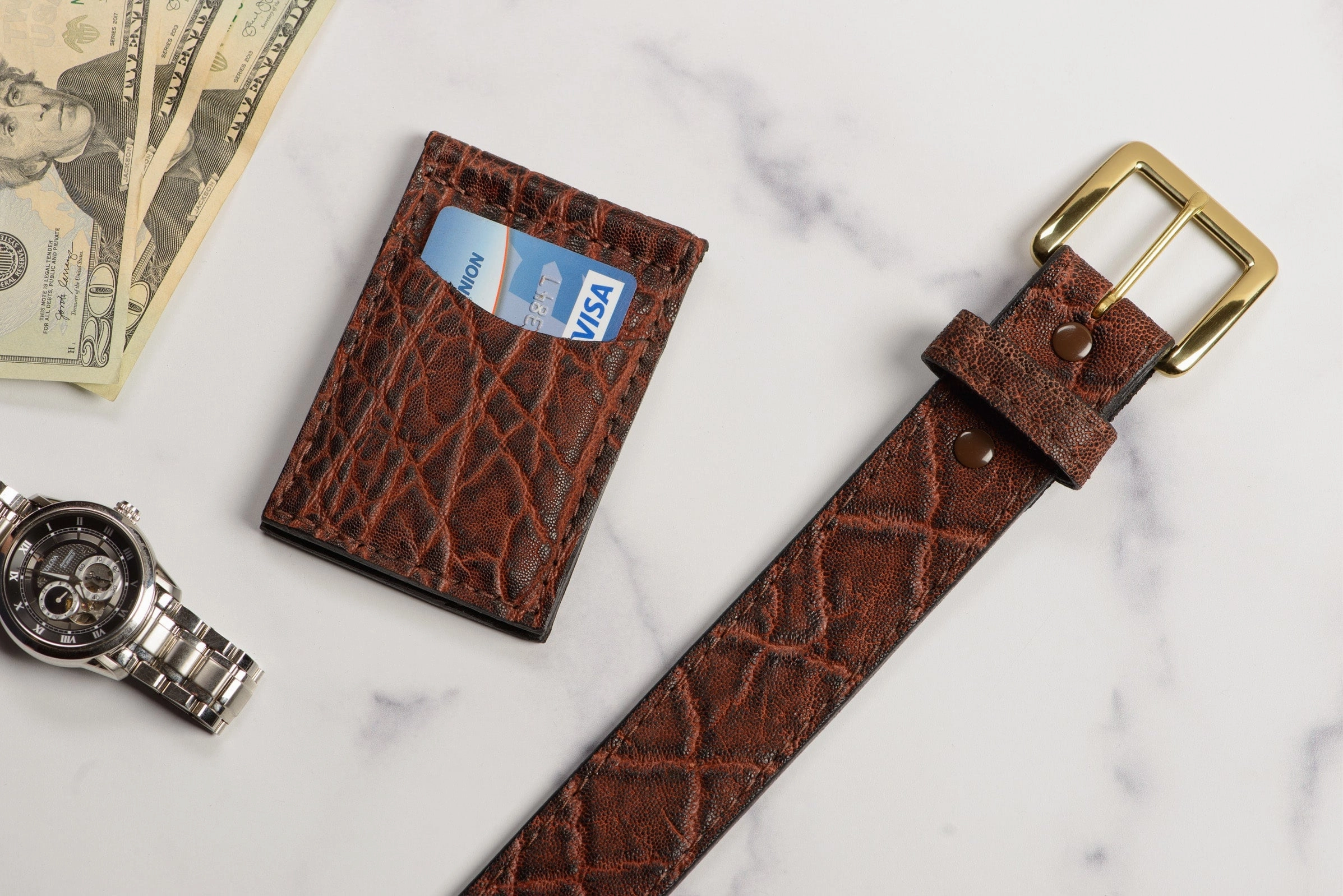 Dragon Fire Elephant Bifold Slim Profile Wallet With Money Clip
