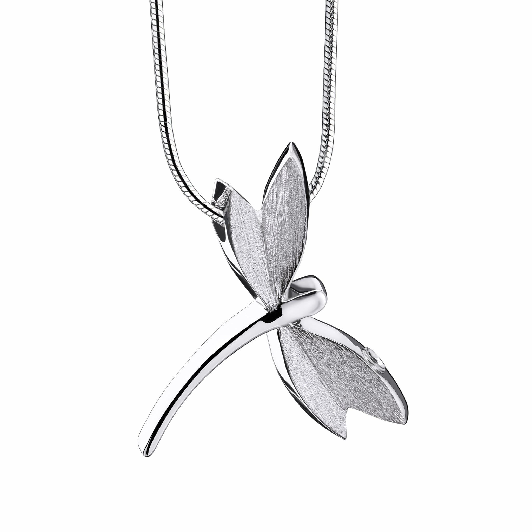 Dragonfly Two Tone Sterling Silver Cremation Pendant