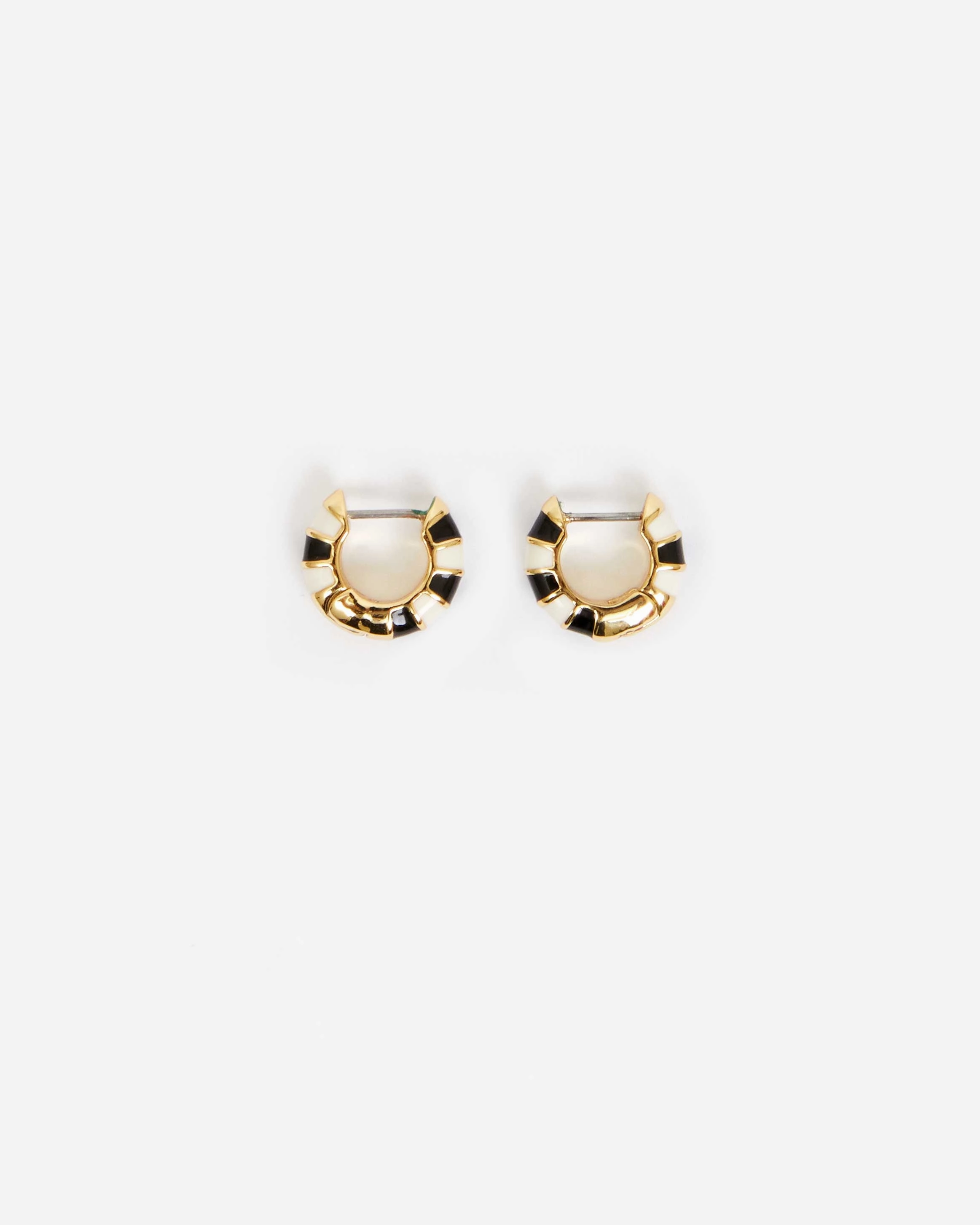 Enamel Stripe Huggie Earrings