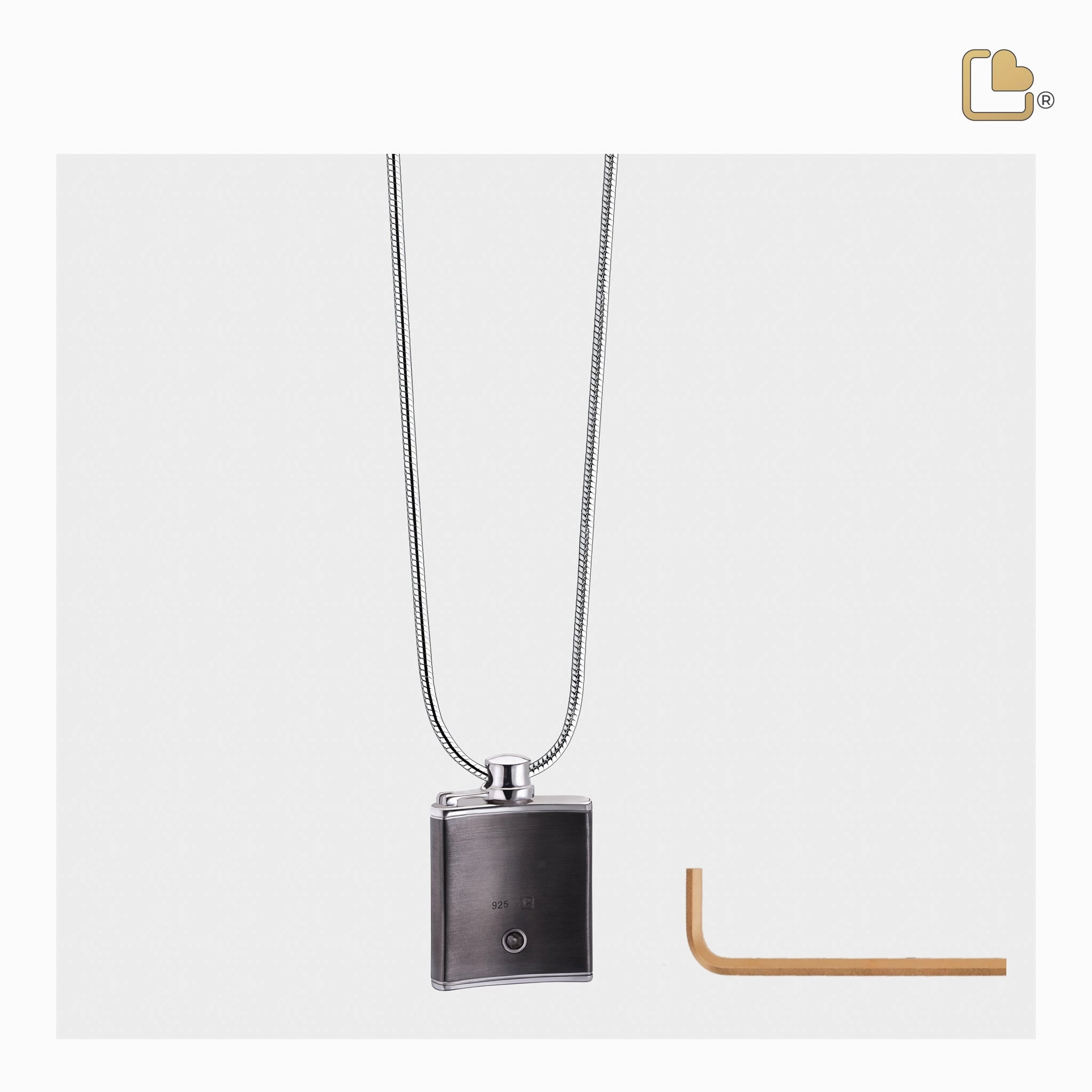 Flask Two Tone Sterling Silver Cremation Pendant