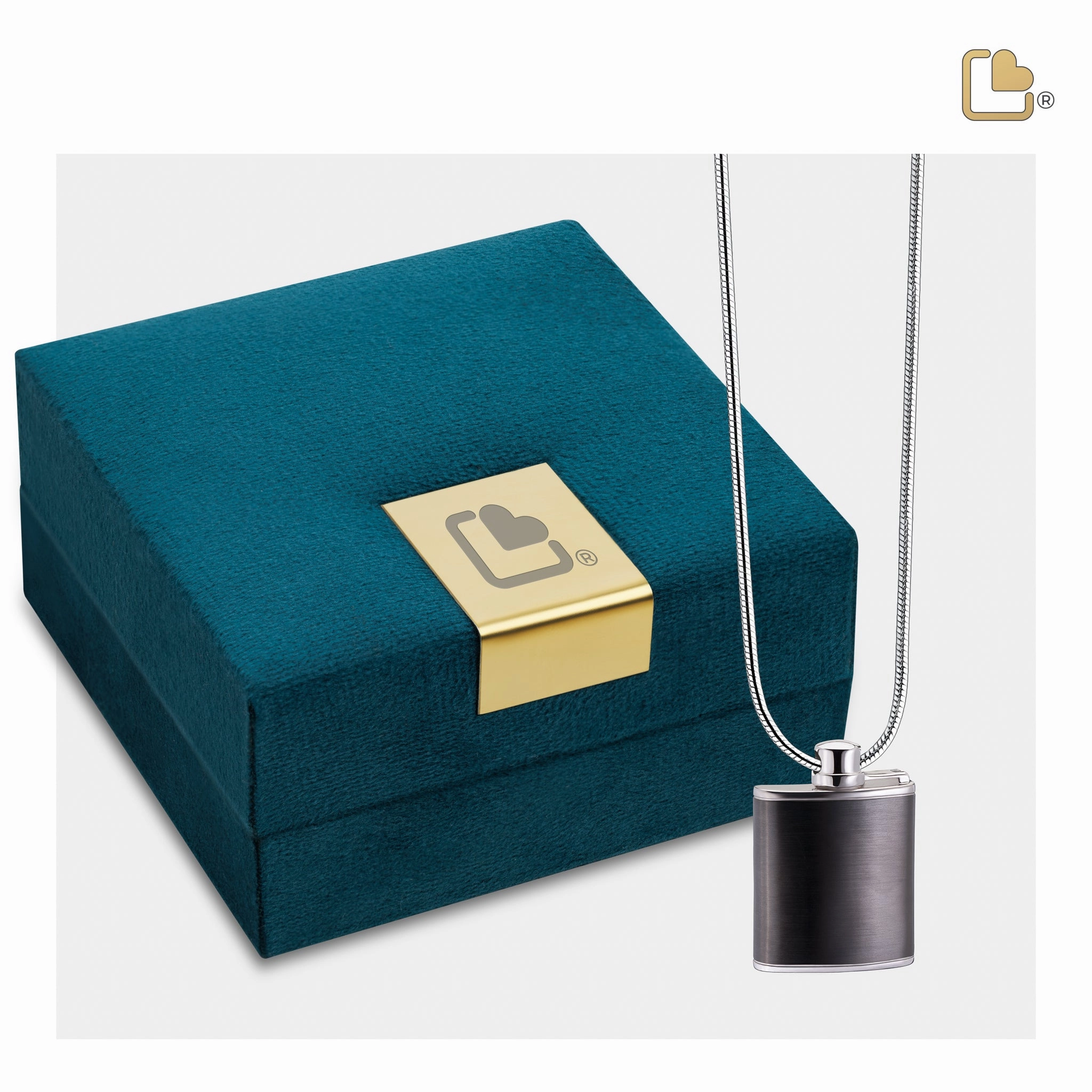 Flask Two Tone Sterling Silver Cremation Pendant